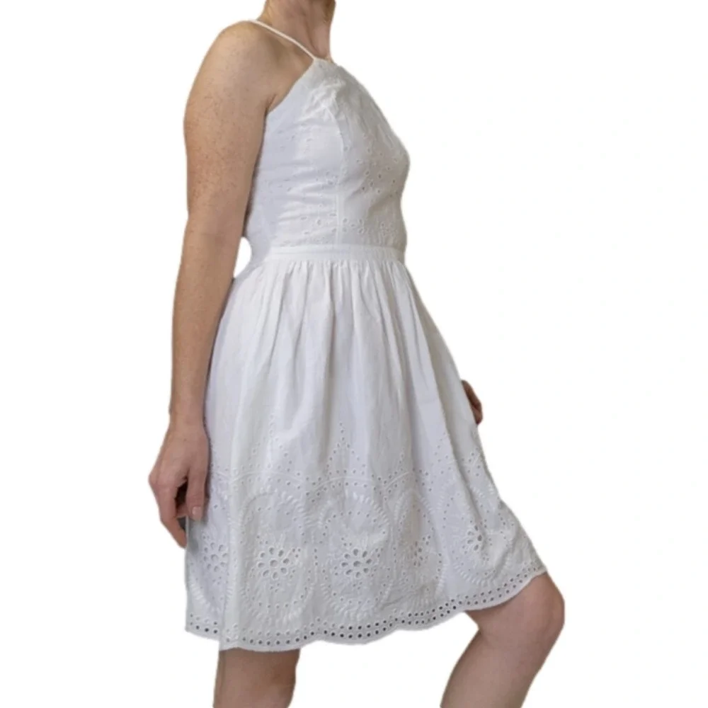 Mini dress White color Cotton Halter dress A&F Size S - Picture 3 of 14